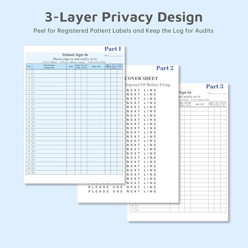 Patient Sign in Sheets, HIPAA Compliant, 125-Pack, Carbonless 3-Part Medical