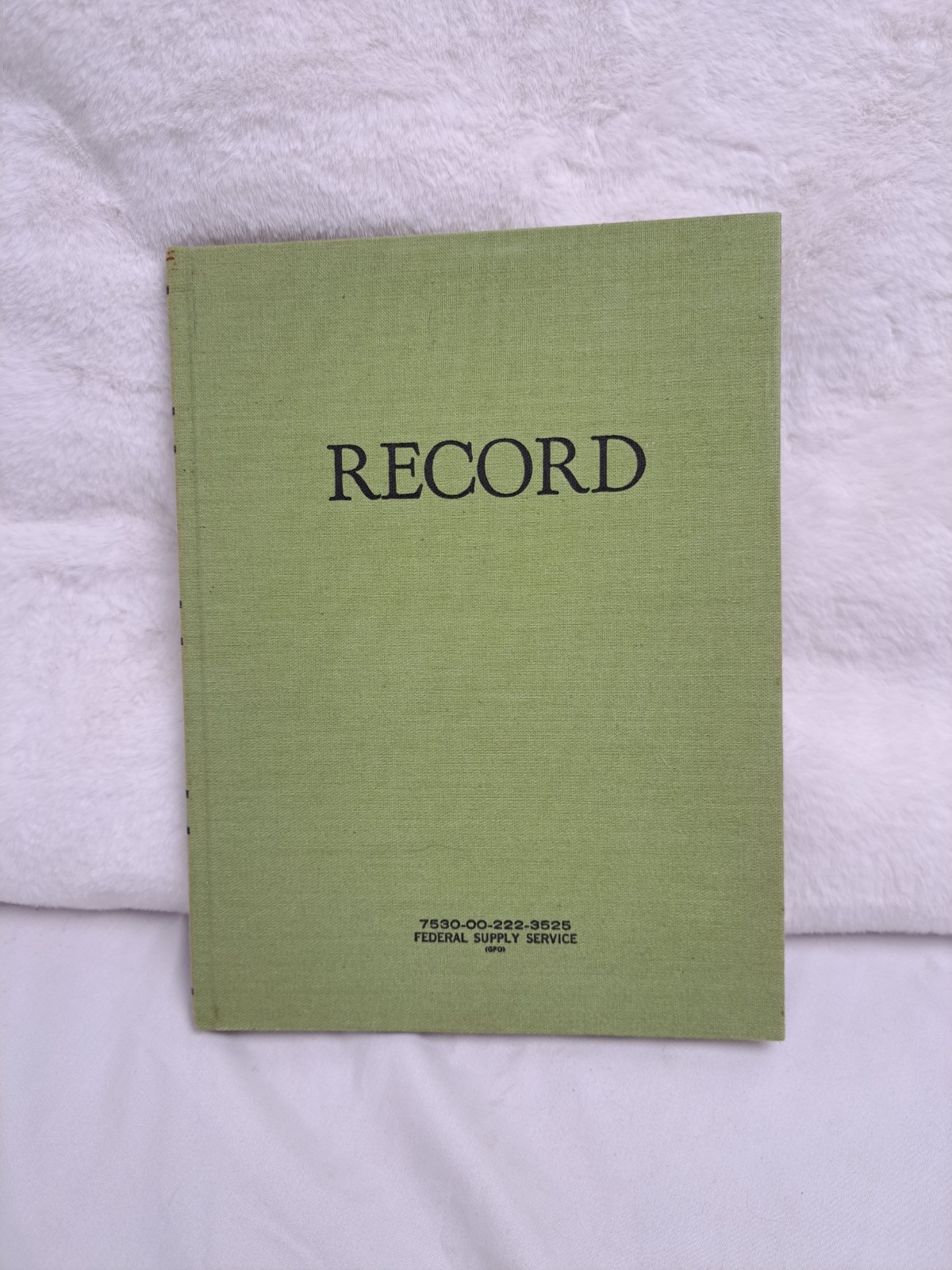 Vintage Federal Supply Service Record Book-Green Cloth Cover Ruled -1 Page