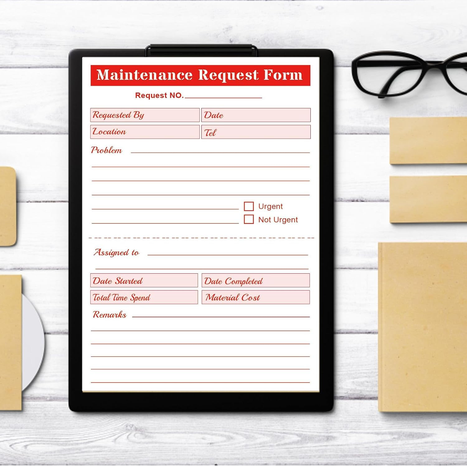 Maintenance Request Book Forms – 5.5 X 8.5 Inch 2 Part Carbonless Maintenance Re