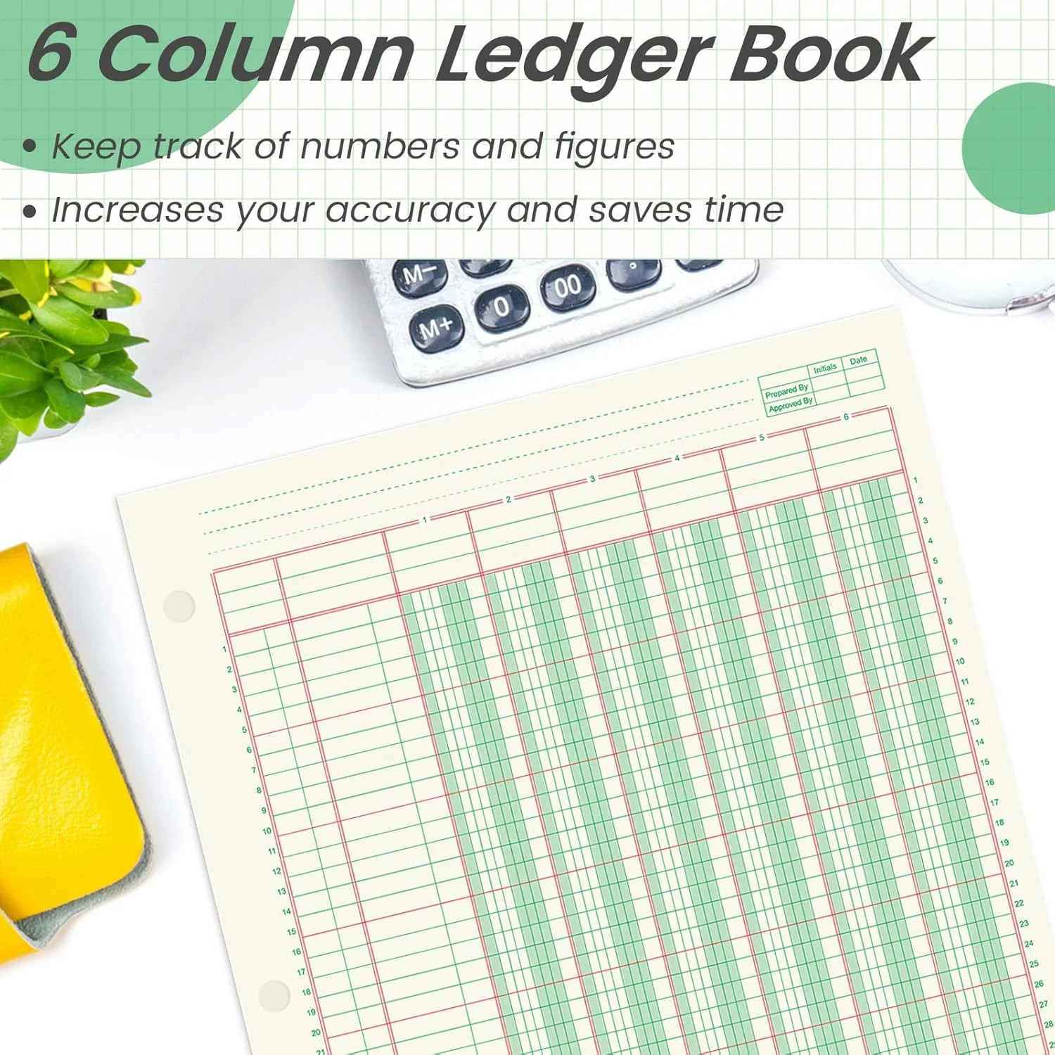 gisgfim 6 Pads 100 Sheets Columnar Analysis Pad 3 Hole Punch Accounting Ledger B