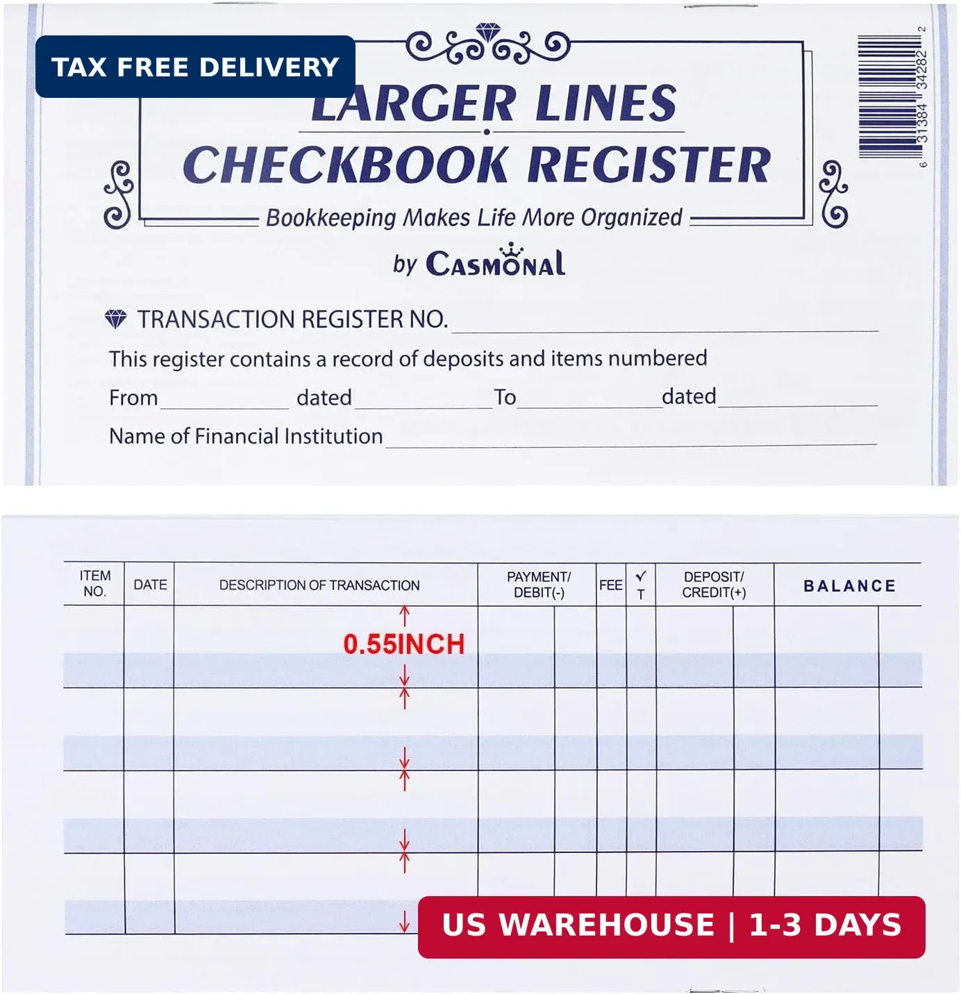 20 Pack Checkbook Register Check Registers for Personal Blank Ledger Transaction