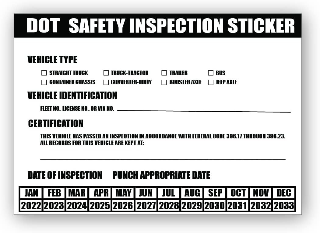DOT Inspection Stickers 10 Pack