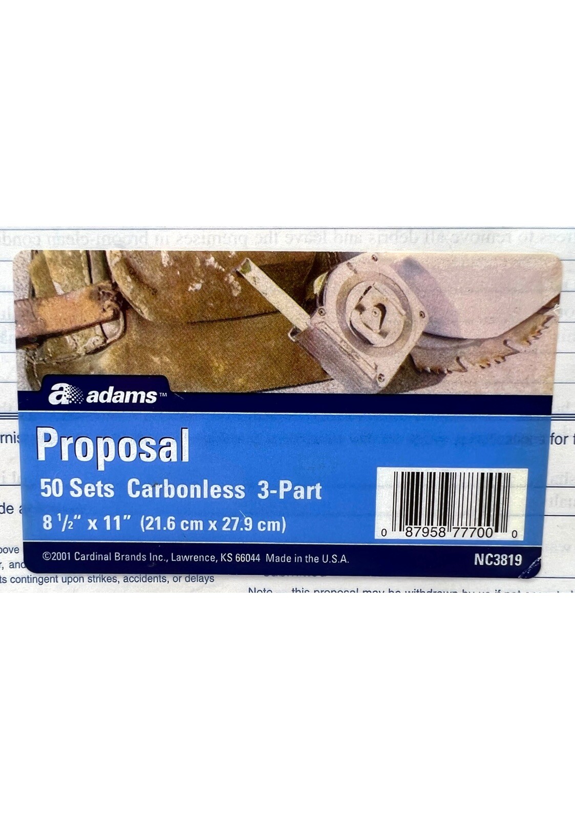 Adams Contractor’s Proposal Forms NC3819 3-Part Carbonless 50 Pack 8 1/2” x 11”