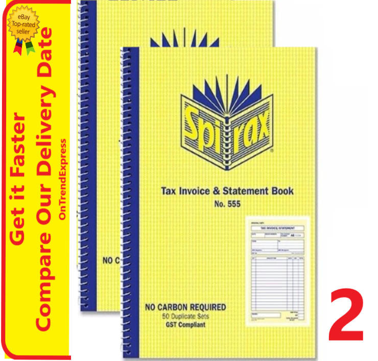 NEW 2 x Spirax 555 Invoice & Statement Book Dup 207 x 144mm 40897