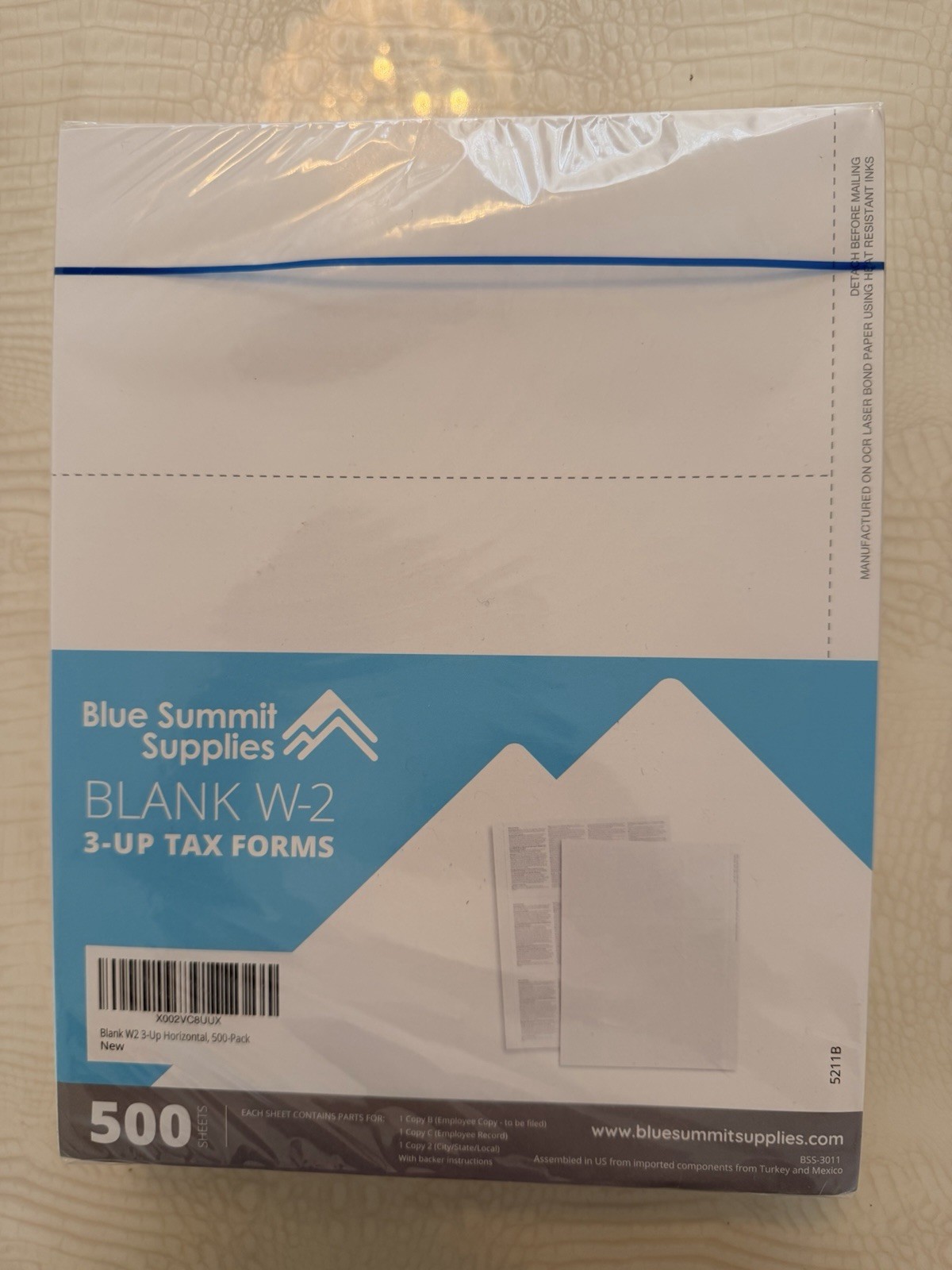 Blue Summit Blank W-2 3-UP Tax Forms 500 Employee Sets Perforated Laser Inkjet