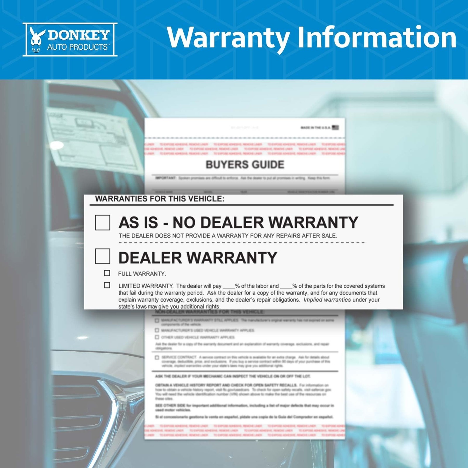 2-Part Buyers Guide Form – Adhesive Tape – English – As Is – Warranty (100 pe…