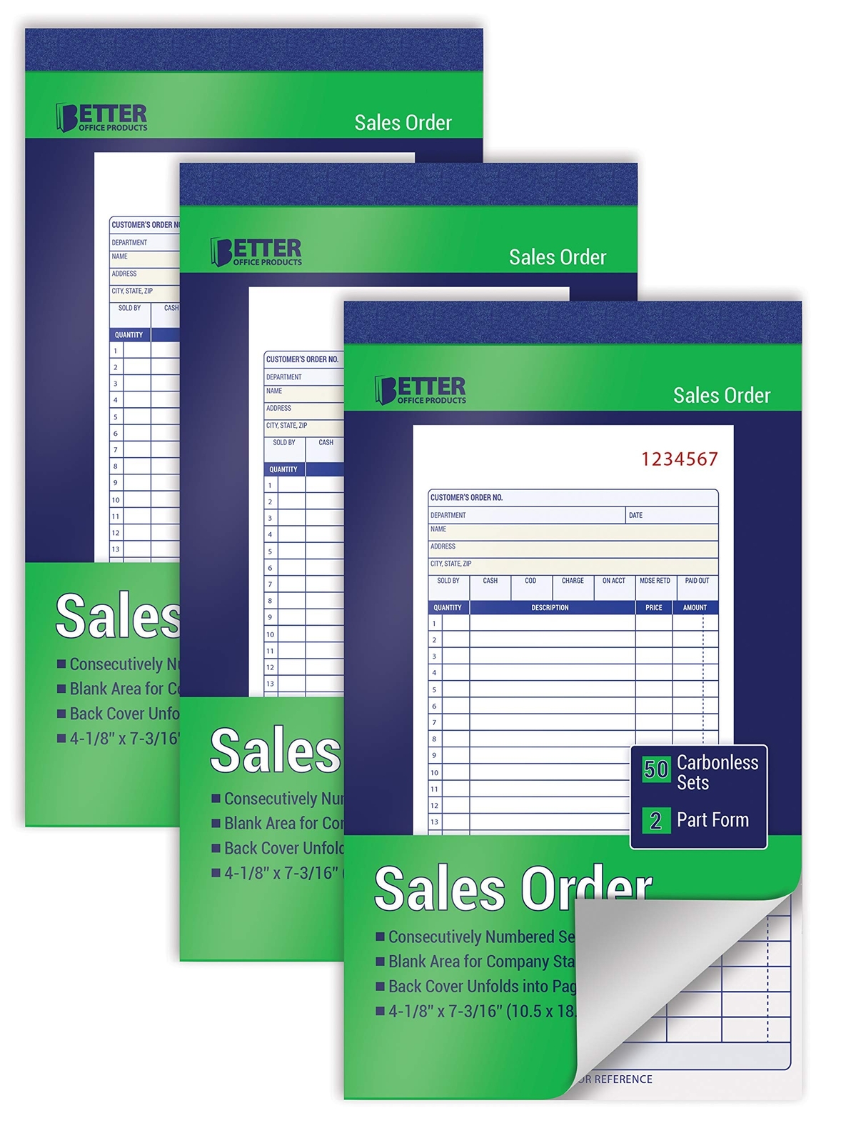 Better Office Products Sales Order Books, 6 Pack, 2-Part Carbonless (White/Ca…