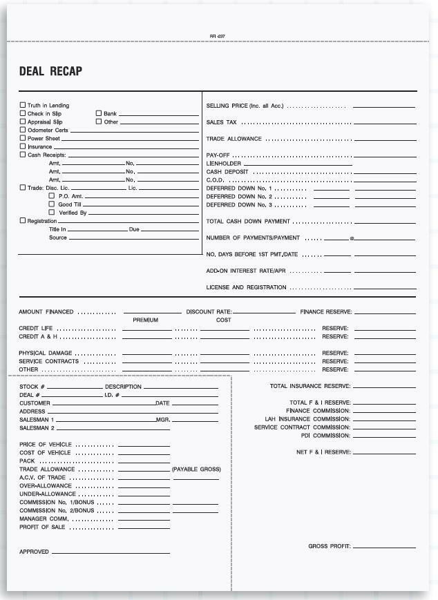 Deal Recap / Snap-A-Part Carbonless 2 Part / 8.5″ x 11″ / RFI-237