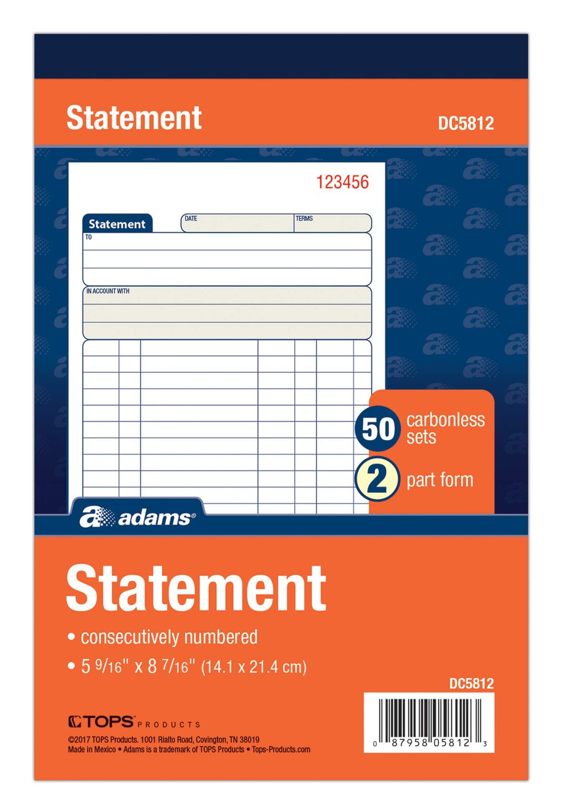 Tops Adams Statement Book, 2-Part 50 Sets (Pack of 3), White/Canary