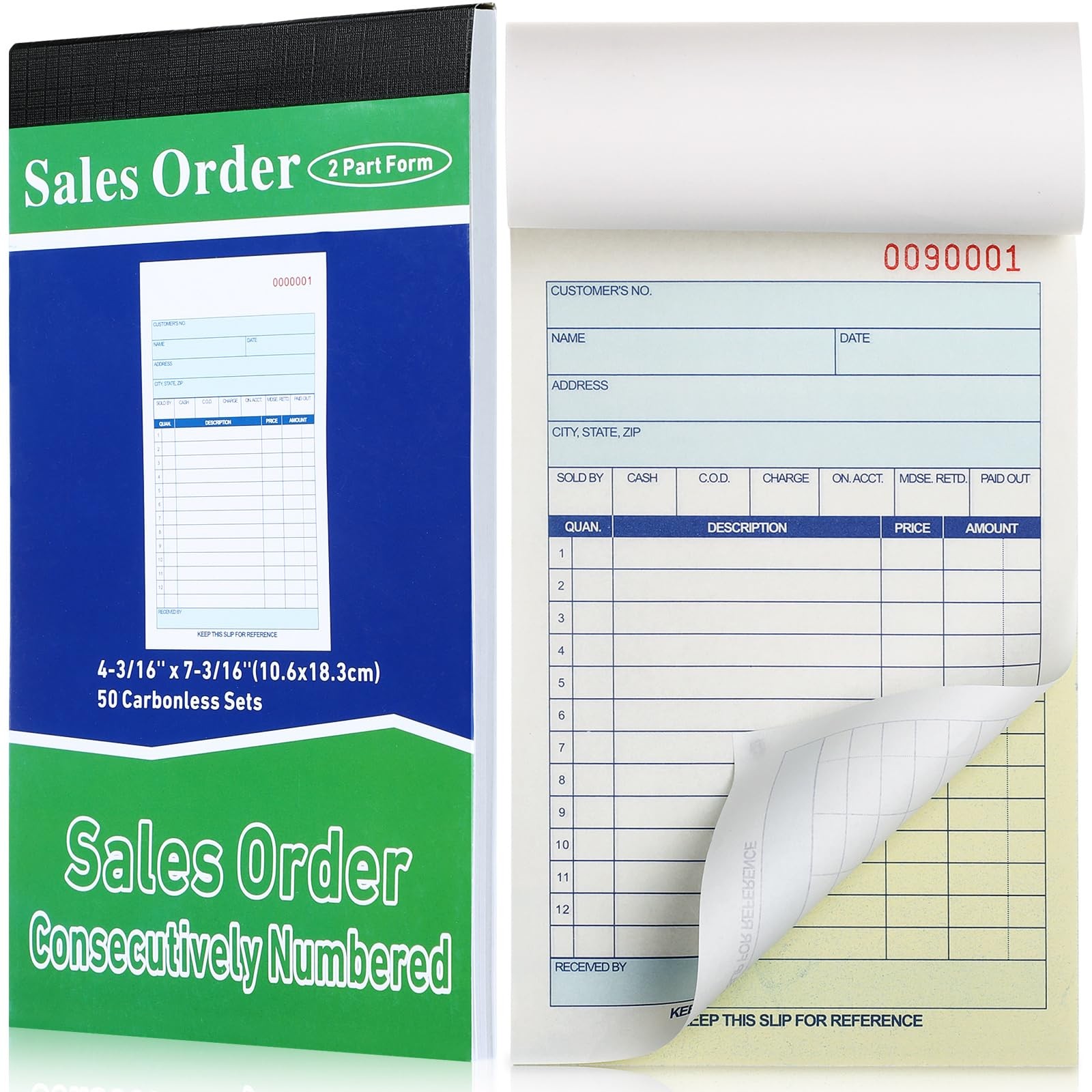 Lincia 1 Pads Sales Order Books 2 Part Carbonless White/Canary Yellow Receipt…