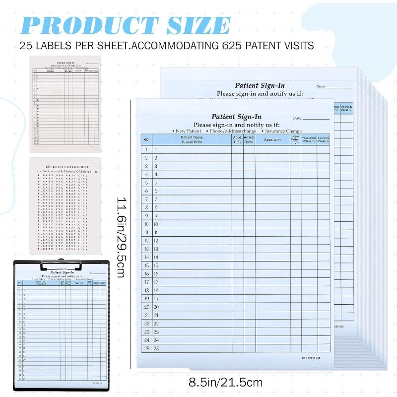 250 Pack Patient Sign in Sheets Hipaa Compliant Patient Sign in Label Forms