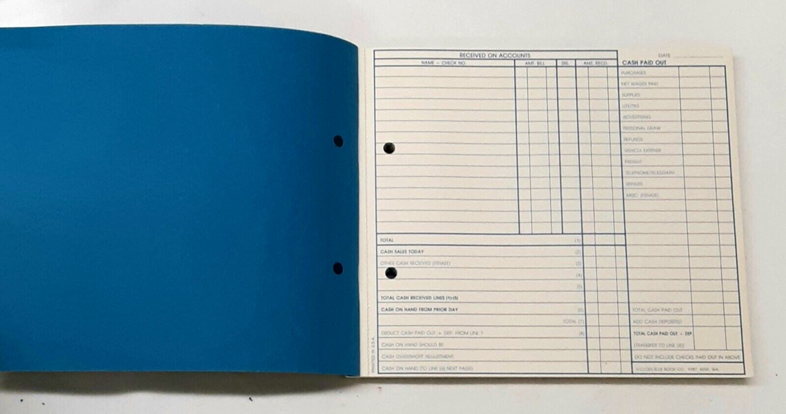 Cloes Blue Book Daily Cash Report Form DC 1987 Record Keeping Booklet Carbon