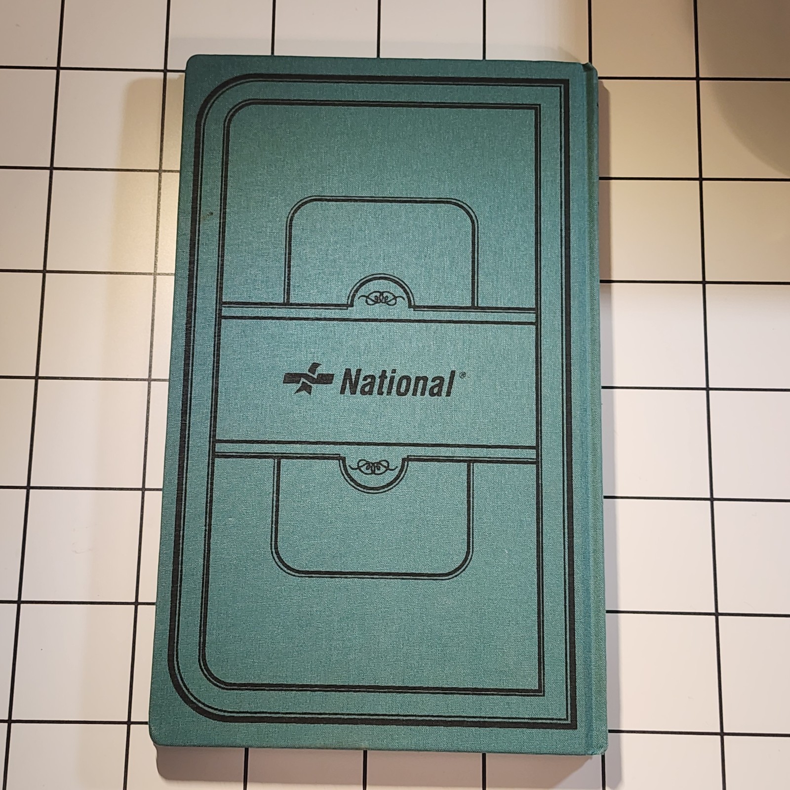 Vintage National A66-300R Canvas Tuff Record Account Book Green 300 Pages