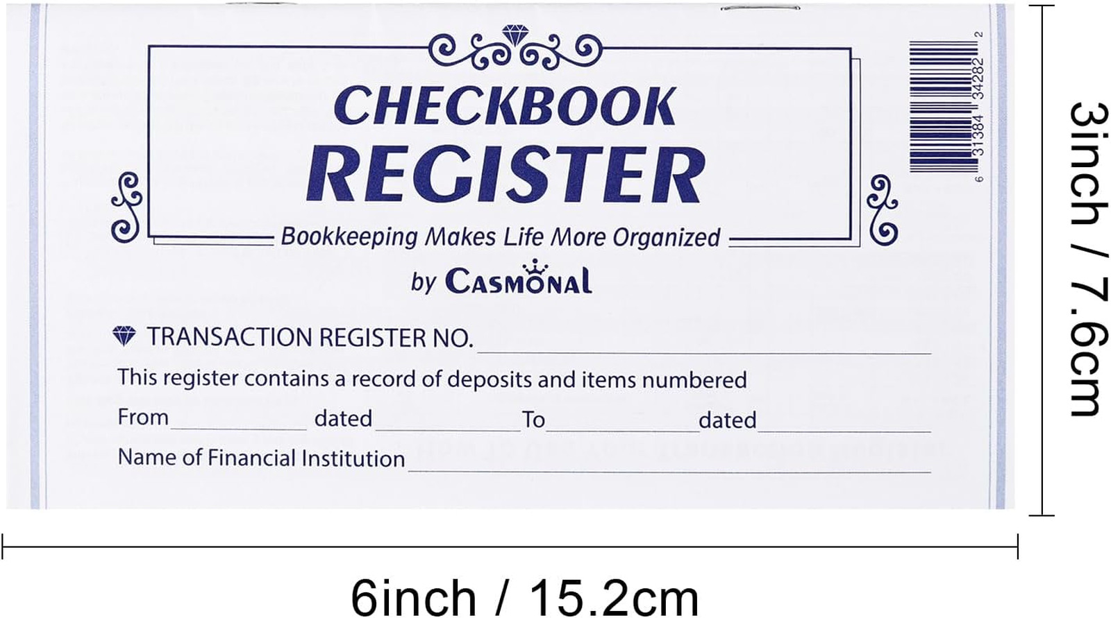 Checkbook Register Pack Personal Business Ledger 6×3 Inch Financial Tracking