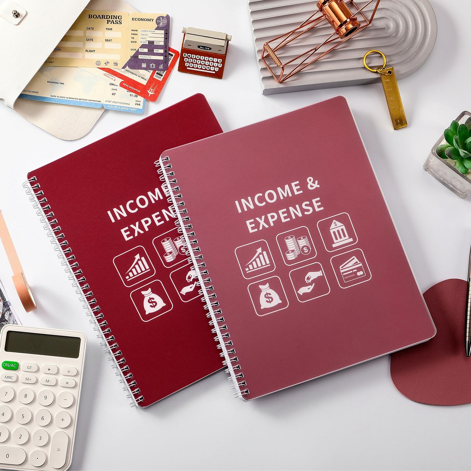 Income and Expense Log Book – Bookkeeping Record Medium, Red