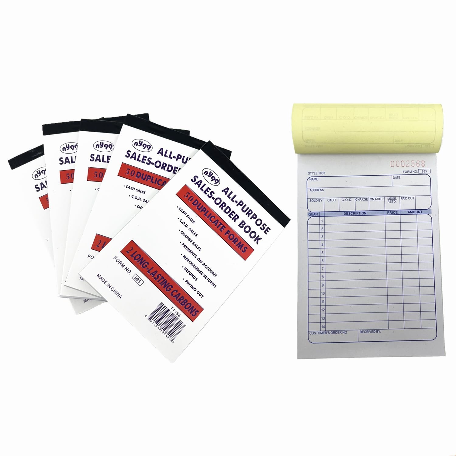 10 Pack Sales Order Book Receipt Invoice Duplicate Carbonless (50 Sets 4.25″ …