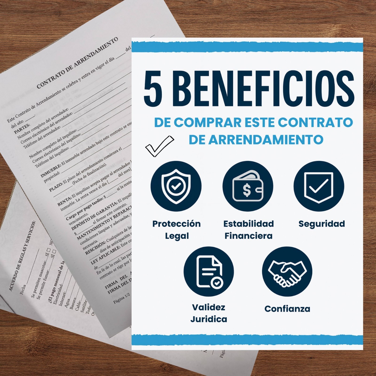 Contrato de Arrendamiento en ESPAÑOL (5X) Contrato de renta universal 2 páginas.