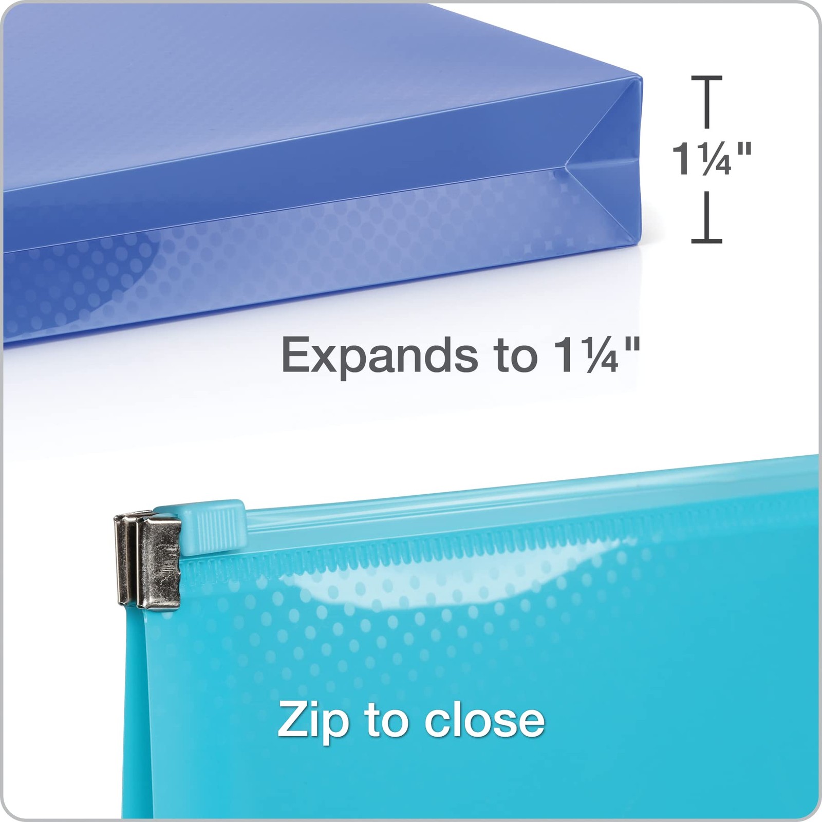 Oxford Plastic Zip Envelopes, Expanding Poly Zipper File for A4 or Assorted