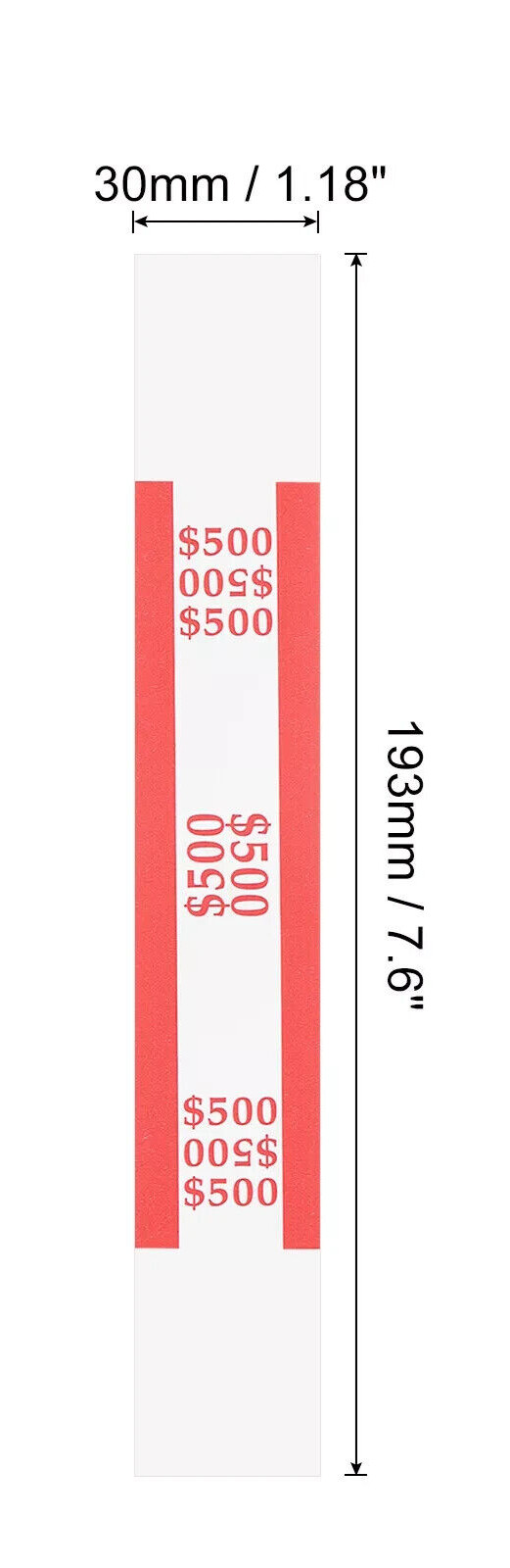 10 Self-Sealing Red Bill Straps Holds $500 Bill Wrappers Currency Bands