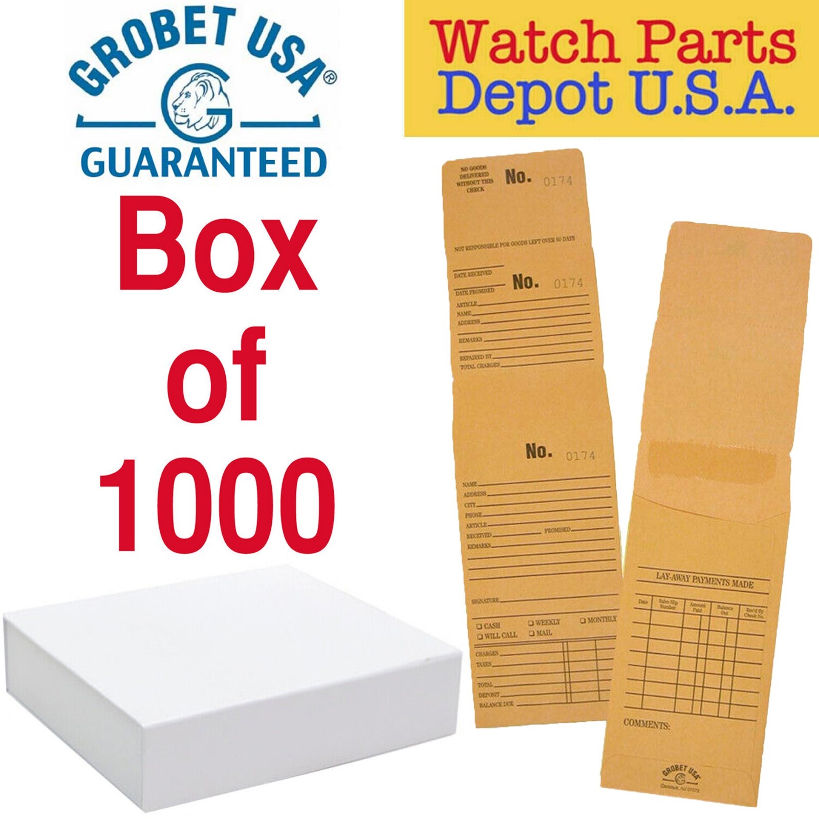 GROBET 1000 Jewelry & Watch Repair Three Part Tier Craft Job Envelopes Numbered