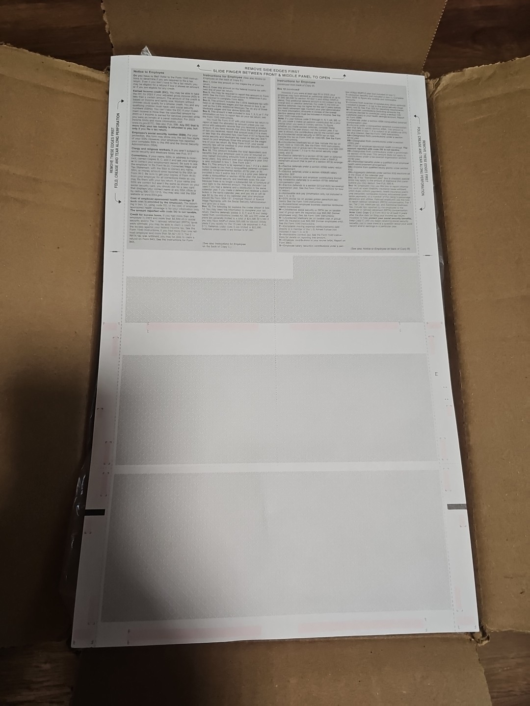 Blank W2 4-Up Tax Forms 2024,-25 Employee. Pressu Seal 1000 Pages. Self Sealing