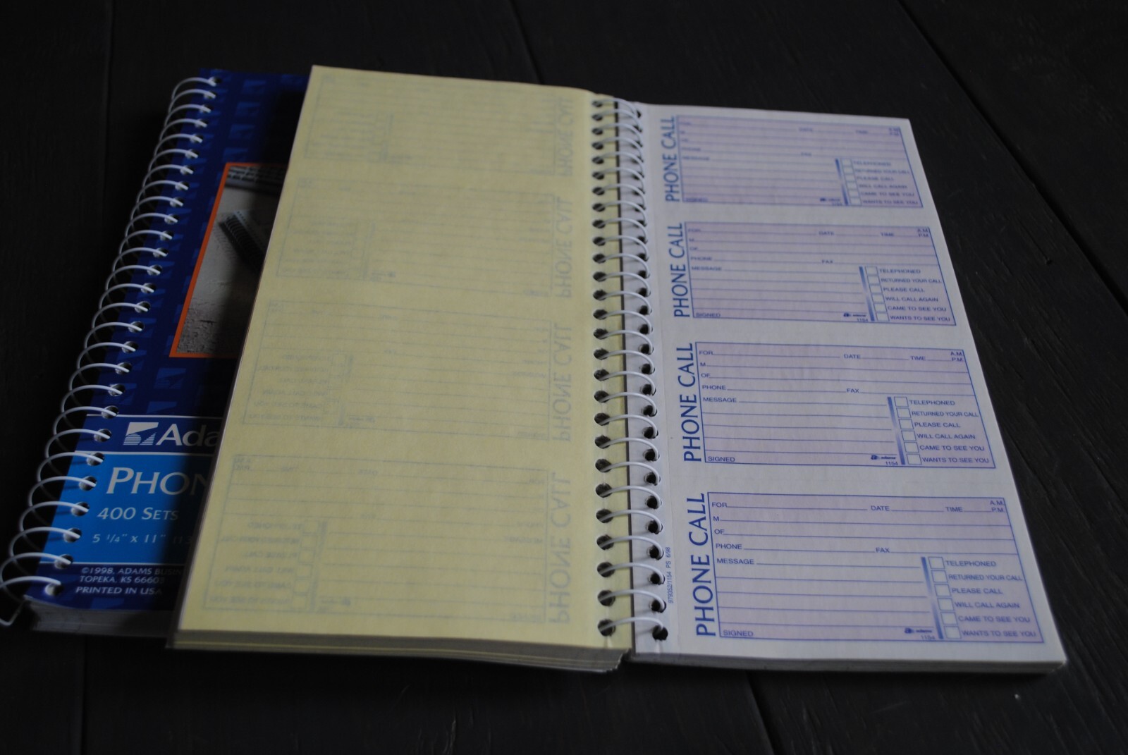 2 Vintage Adams Carbon copy phone message books spiral bound Unused 800 Sets