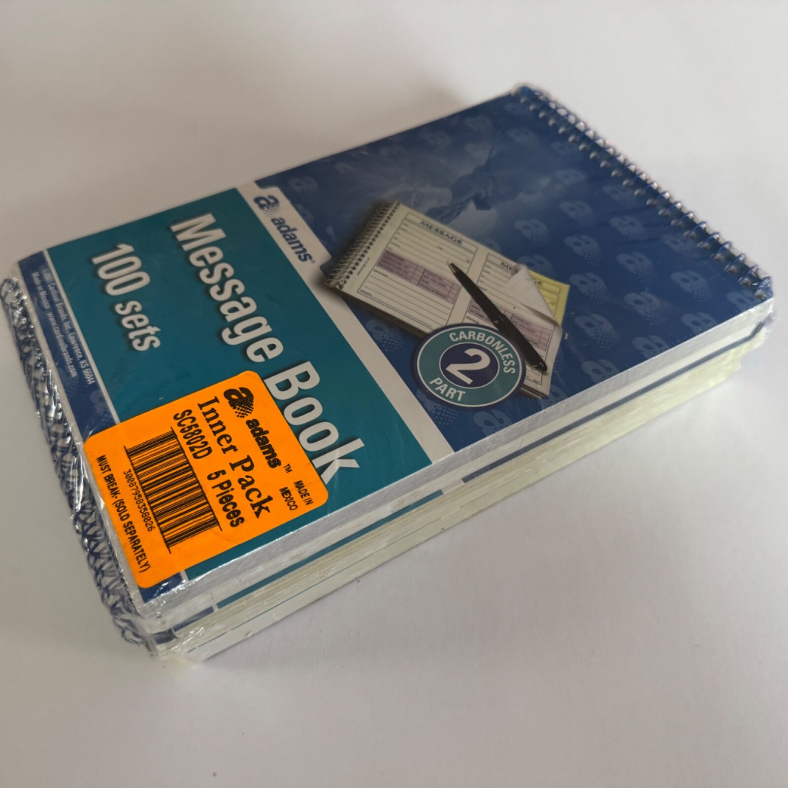 Adams Wirebound Telephone Message Book 2-Part Carbonless 5 Pack SC5802D