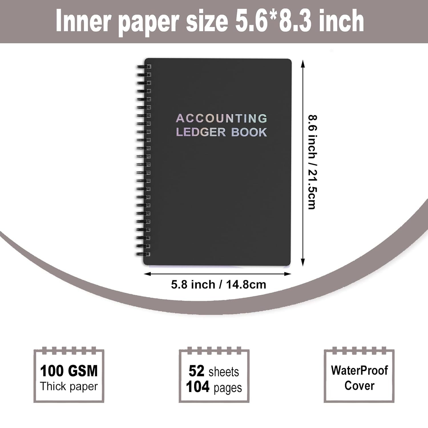 Accounting Ledger Book – A5 Check Register for Small Businesses & Personal Use,