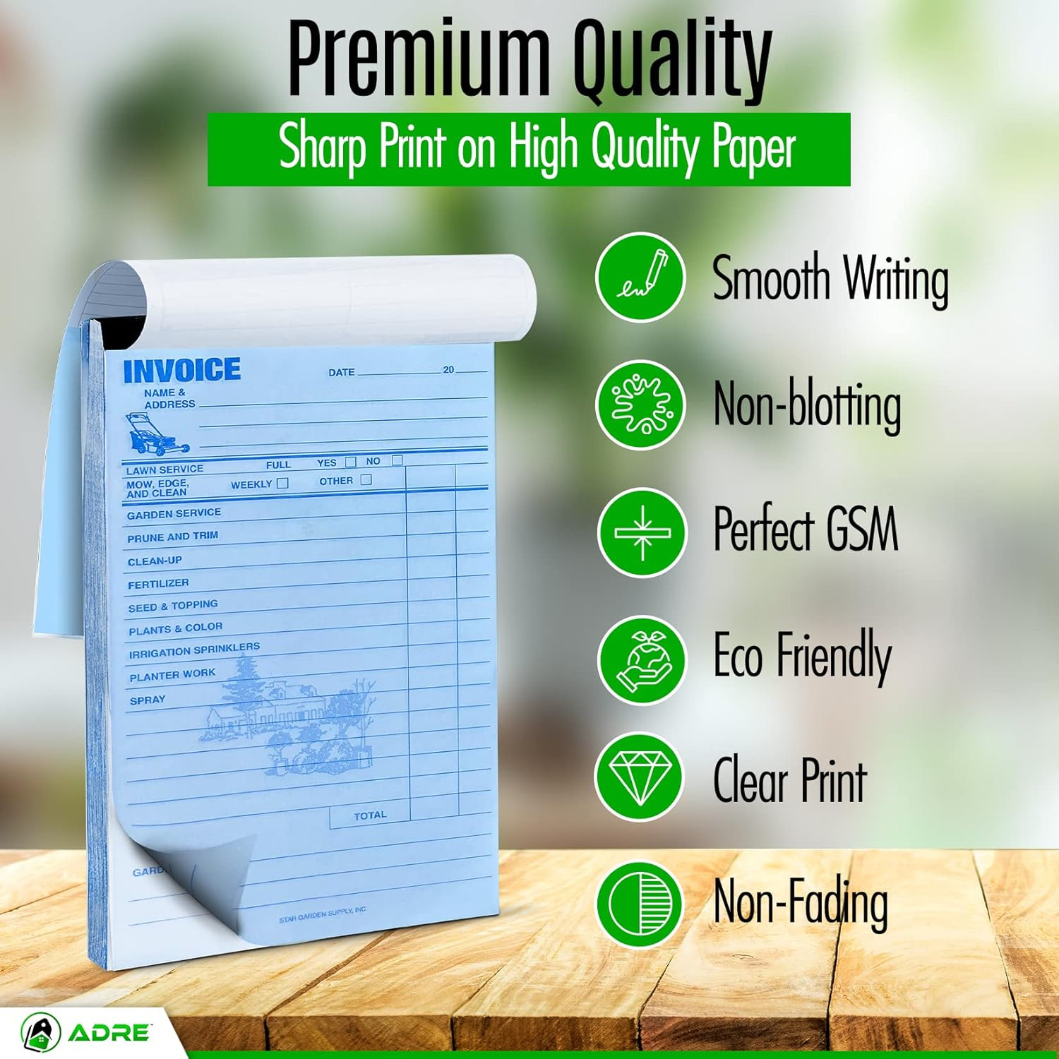 Professional Garden Service Invoice Book 50 Sets Includes Copy Invoice 100 Pages
