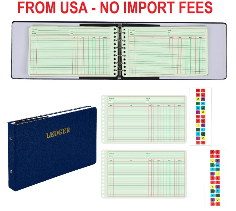 Skyygemm Ring Ledger Binder with 200 Pcs 5″x8.5″ Ledger Sheets Small Index Tabs