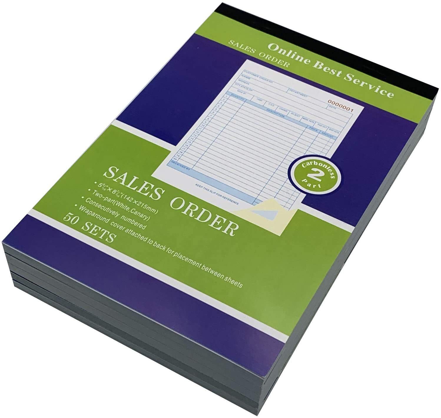 5 Pack Large Sales Order Book Receipt Invoice Duplicate Carbonless Copy 50 Se…