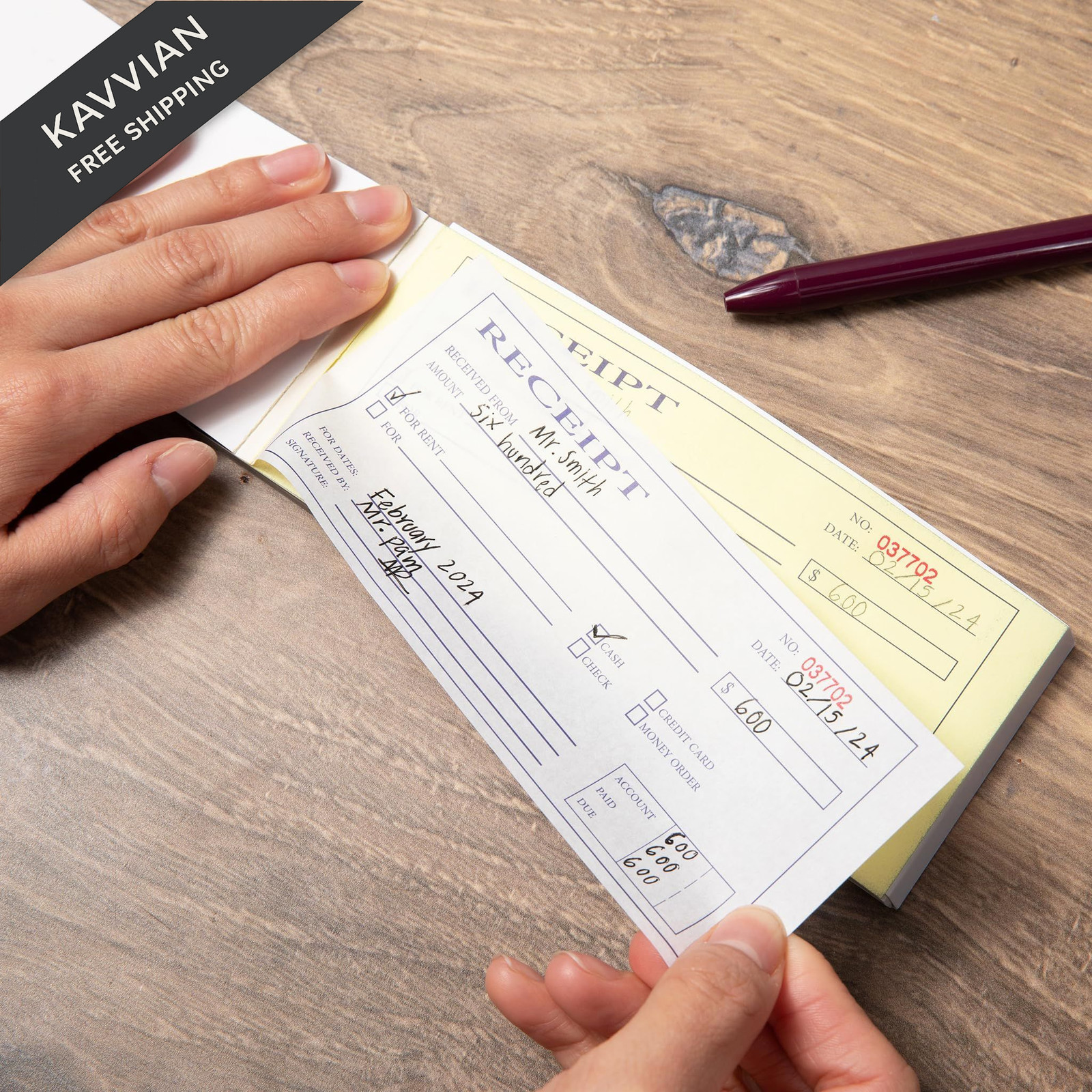 Cash and Rent Receipt Book – 50 Sets of Receipts – 2 Part Carbonless Paper -…