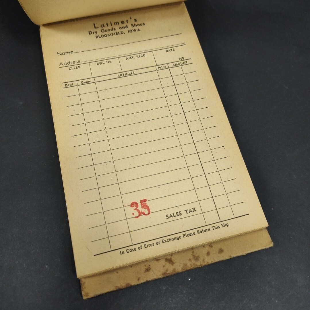 Lot of 2 – 1943 & 1945 Latimer Sales Book Duplicate 50 Sets 5H528 4″ x 6.5″ Used