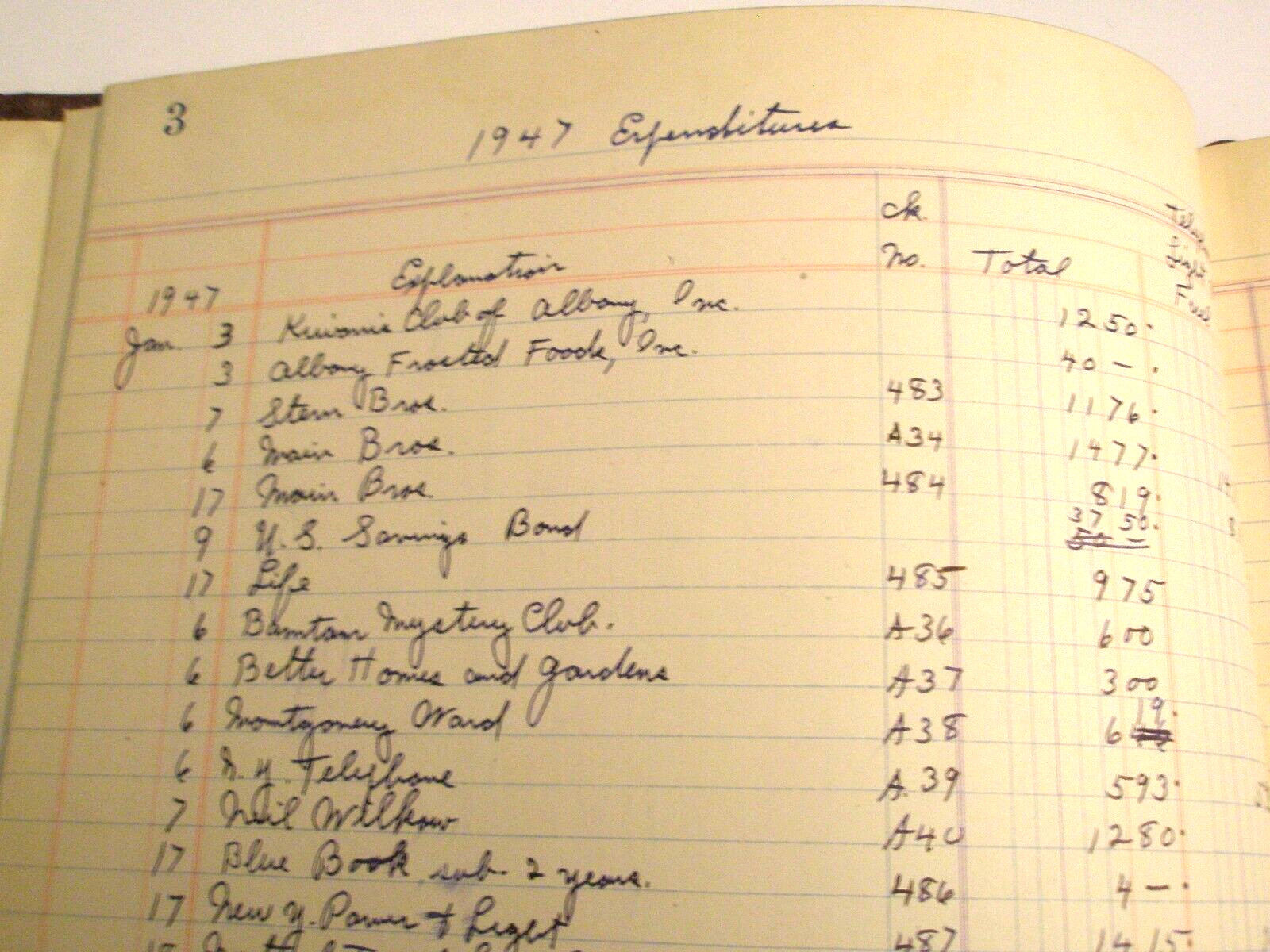 1947 S. E. & M. Vernon Ledger Record Book No. 53…10 Pages Filled In