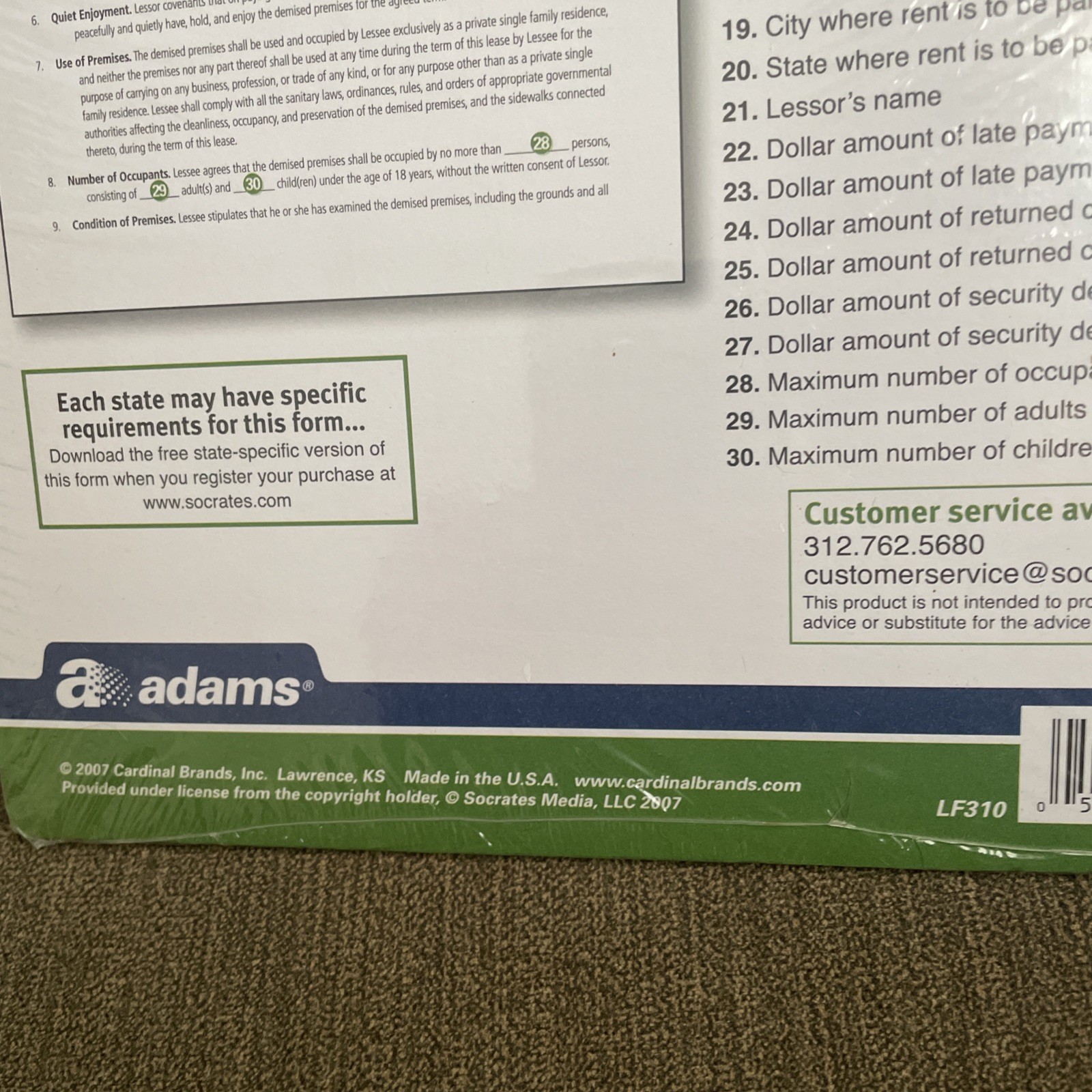 Adams Residential Lease Forms Complete Kit Printable and Fillable Templates