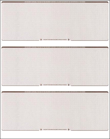 2500 Blank Check Stock Paper – 3 Checks On A Page – QuickBooks – Brown Diamond