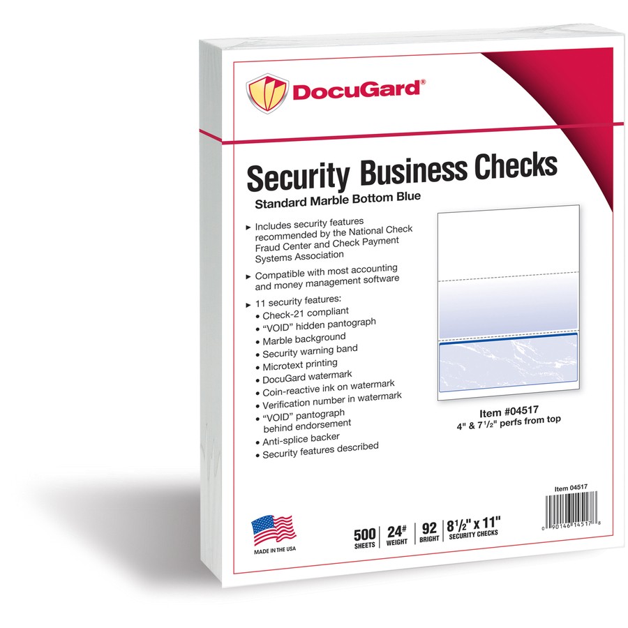 Paris Corp 04517 Docuguard Check Paper 8.5×11 24lb Blue Marble