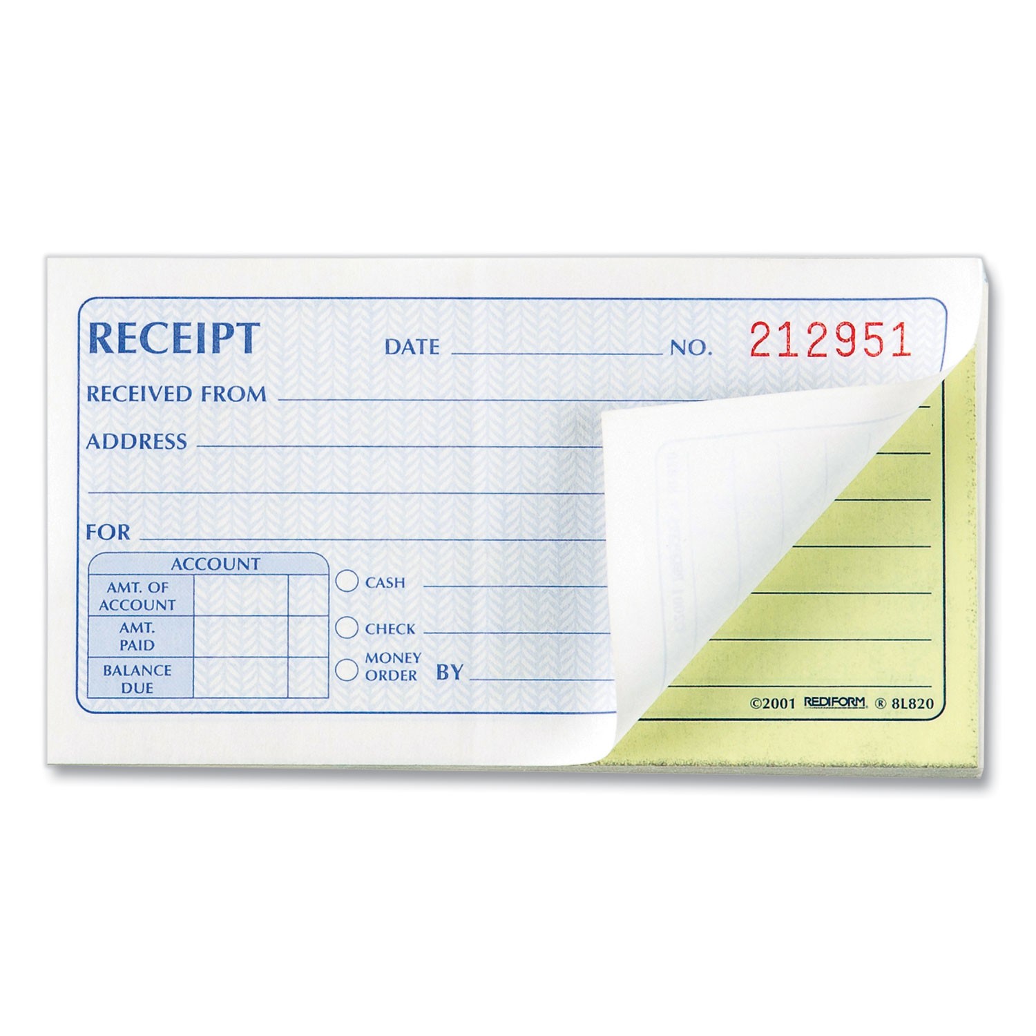 Rediform? Small Money Receipt Book, 5 x 2 3/4, Carbonless Duplicate, 50 Sets/Boo