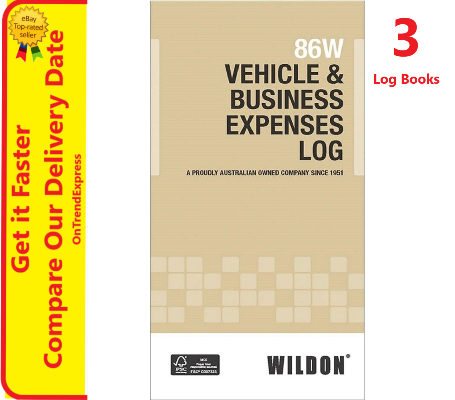 3x Wildon Vehicle & Business Expense Diary Log B00K Journal 86W WIL086 210x105mm