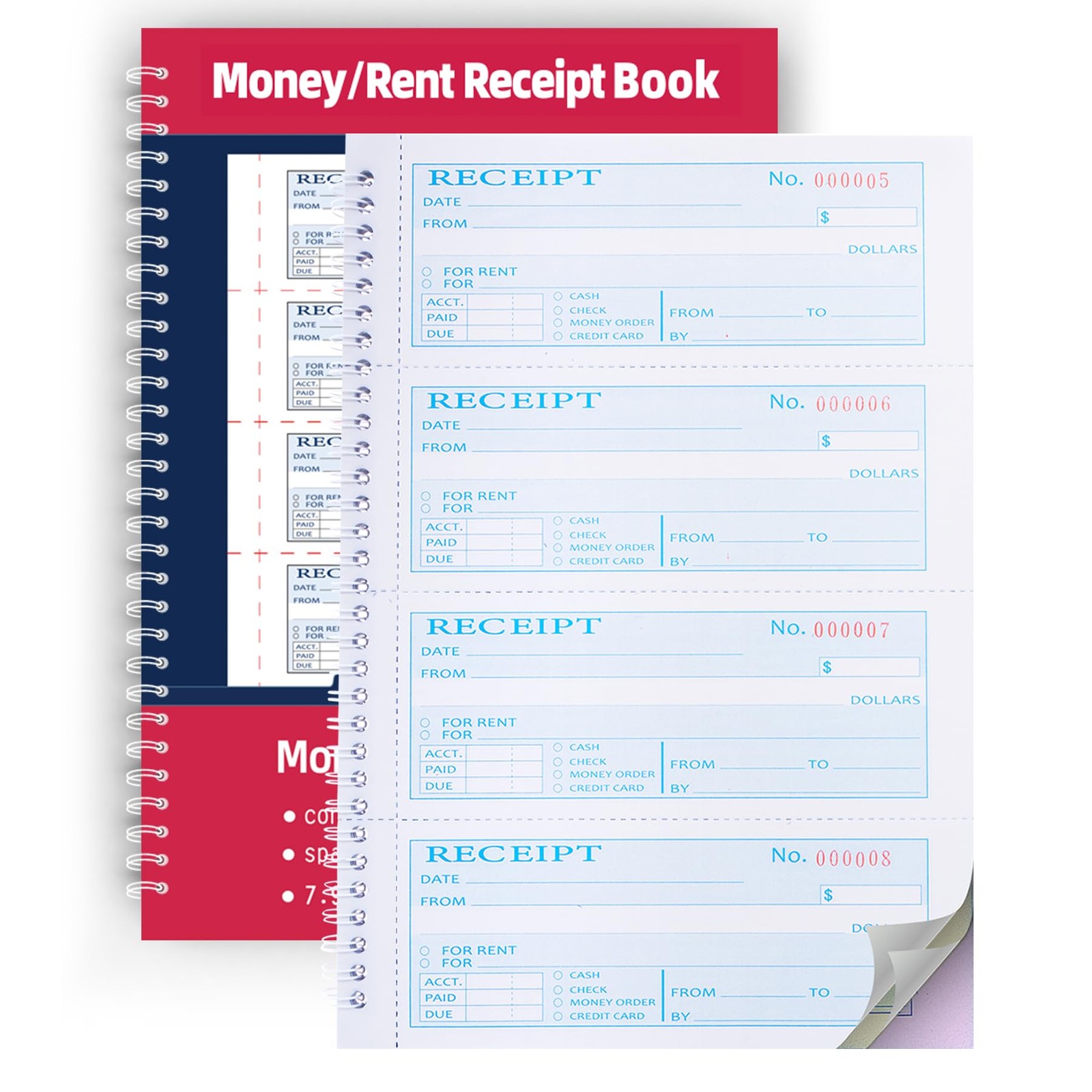 Money Rent Receipt 7.9×11.22 inches, Single Book-3 Part Carbonless