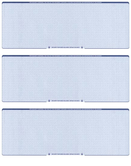 25 Blank Check Stock Paper – 3 on a Page Business – Blue Diamond