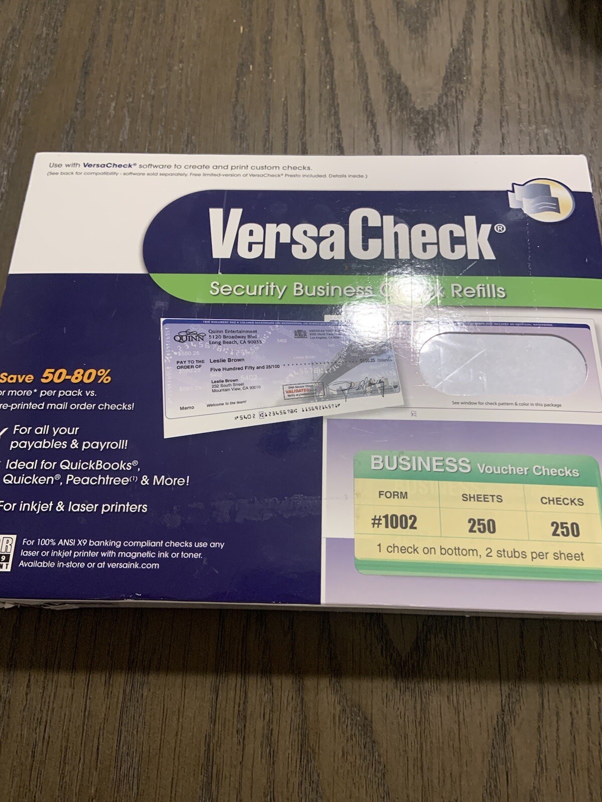 VersaCheck Security Business Check Refills. Business Voucher Checks Form #1002.