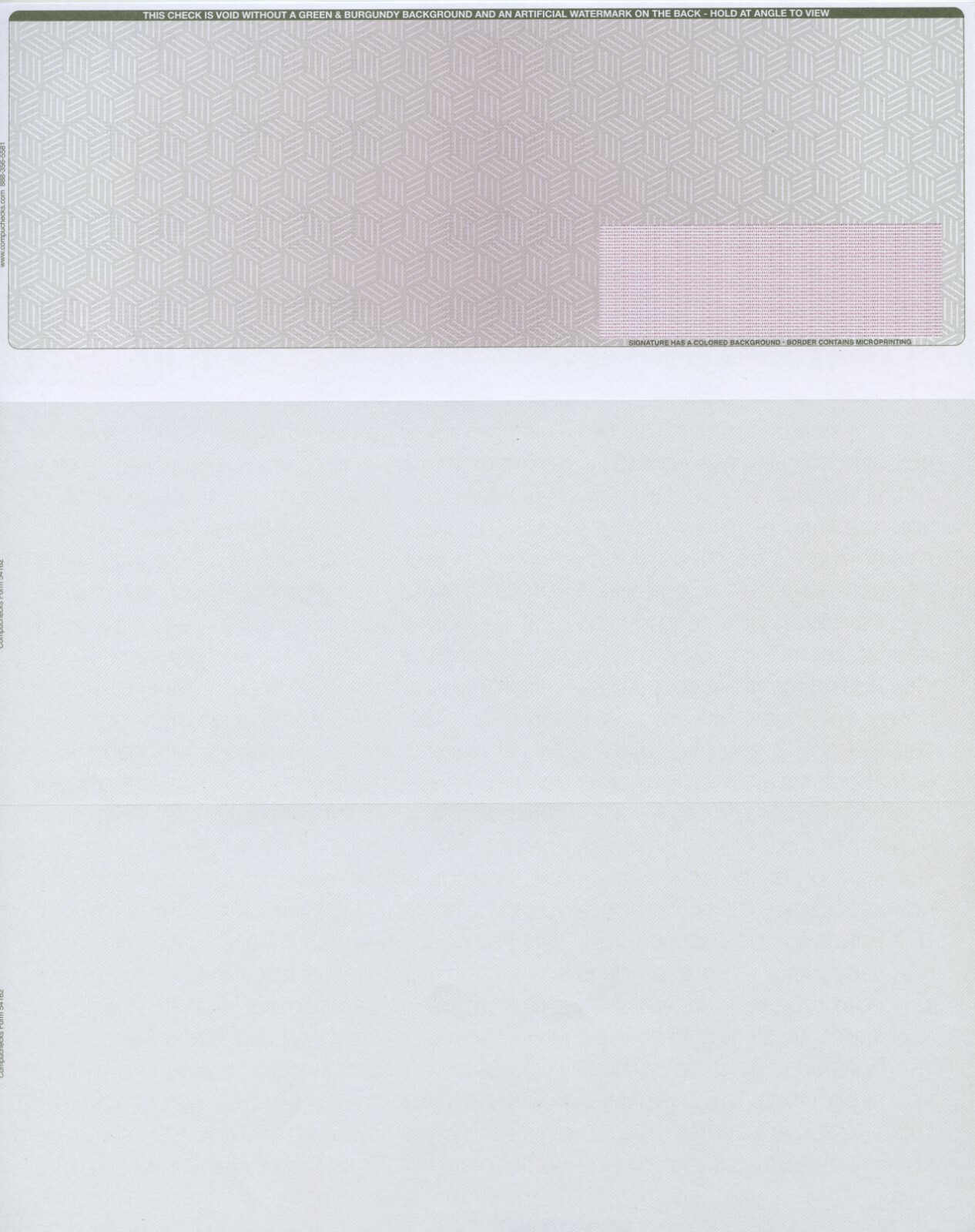 25 High Security Blank Check Stock Paper – Laser Check on Top – Blue Red Cubed