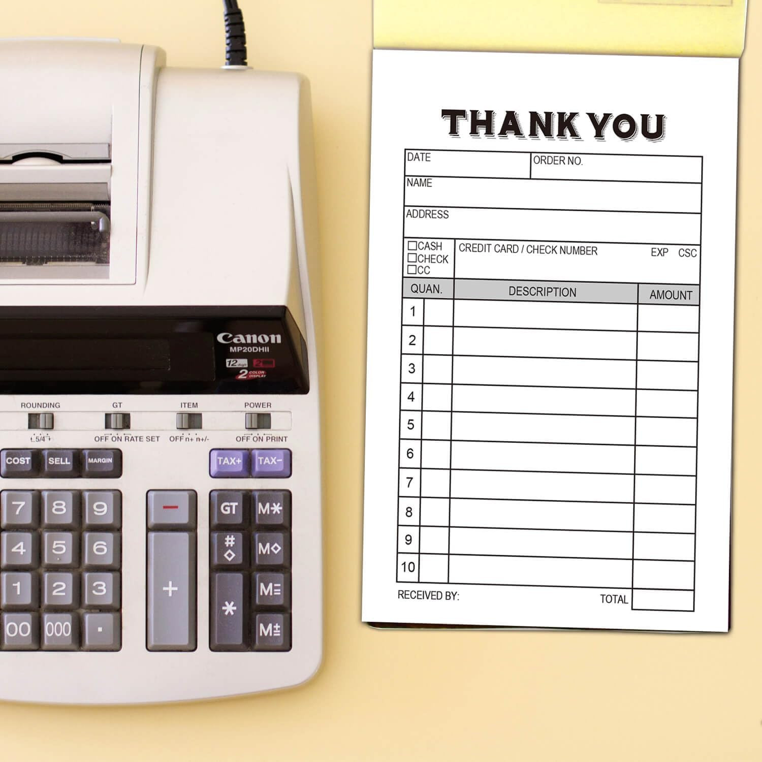 2-Pack Thank You Receipt Pad, Sales Receipt Form, Order Book, Invoice Booklet fo