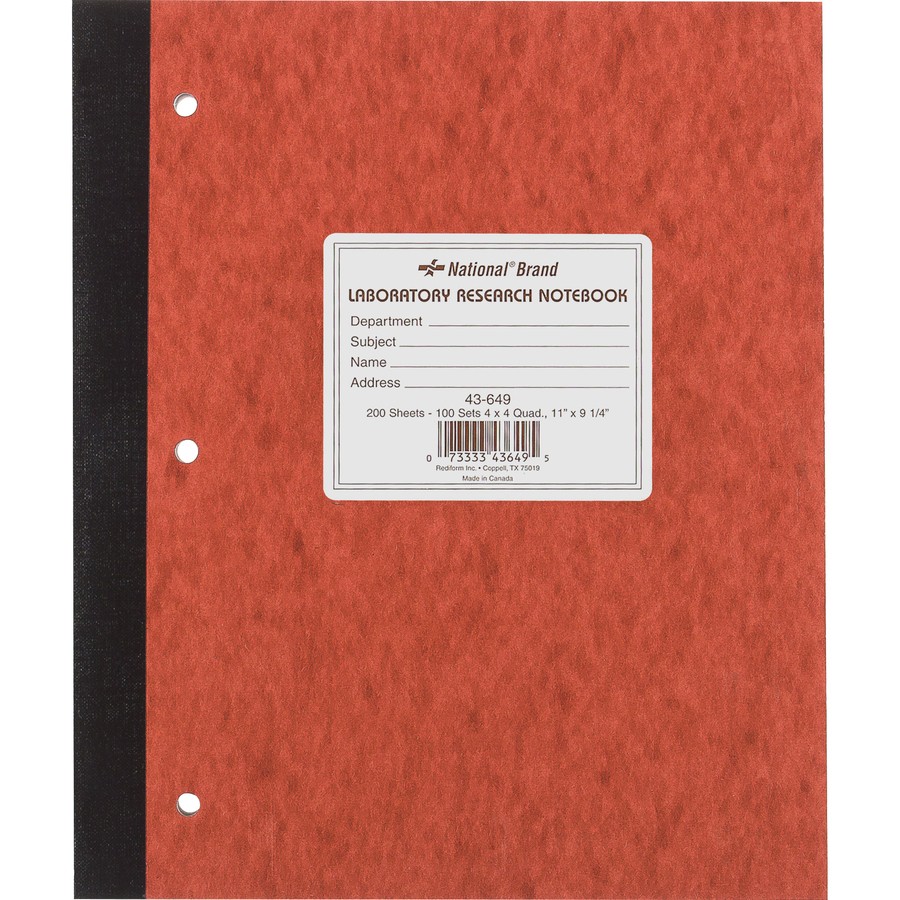 Rediform RED43649 Research Notebook 200 Sheets Quad Ruled 9.25″x11″