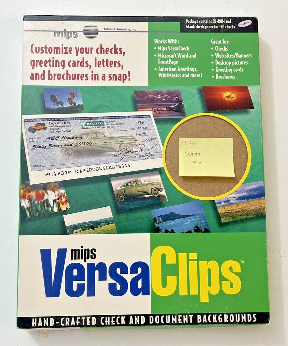 Mips Versaclips Handcrafted Check and Document Backgrounds (CS20)