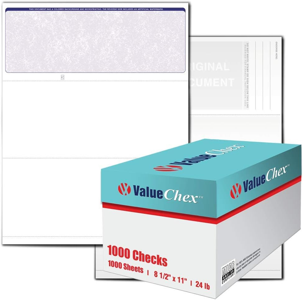 Versacheck Valuechex – 1000 Blank Business Voucher Checks – Blue Classic – 1000