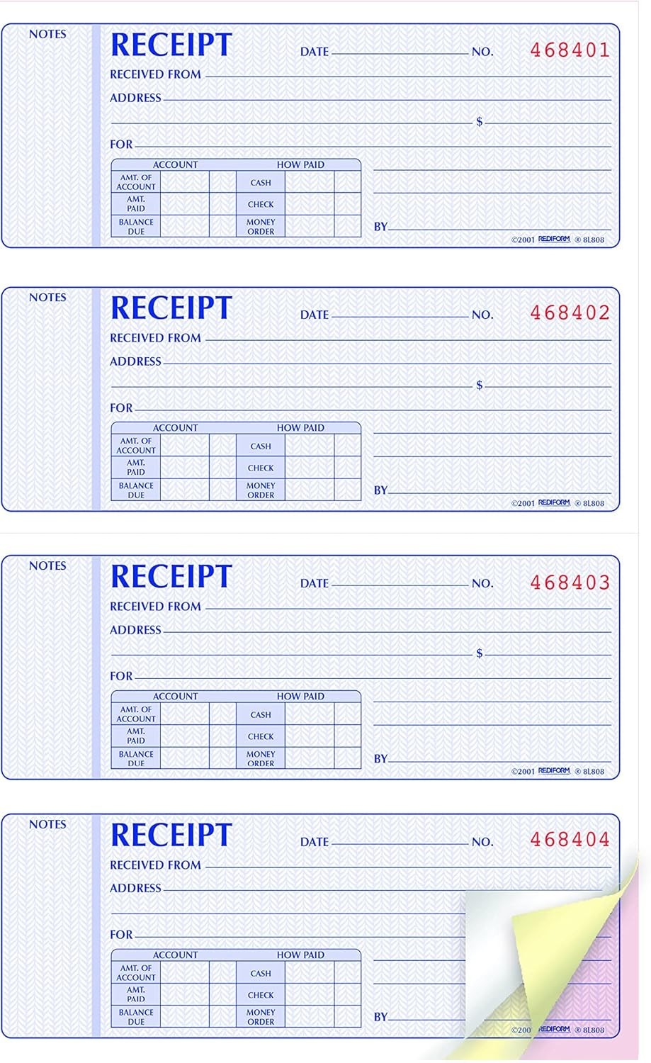 Secure Softcover Money Receipt Book with Durable Carbonless Triplicate Forms
