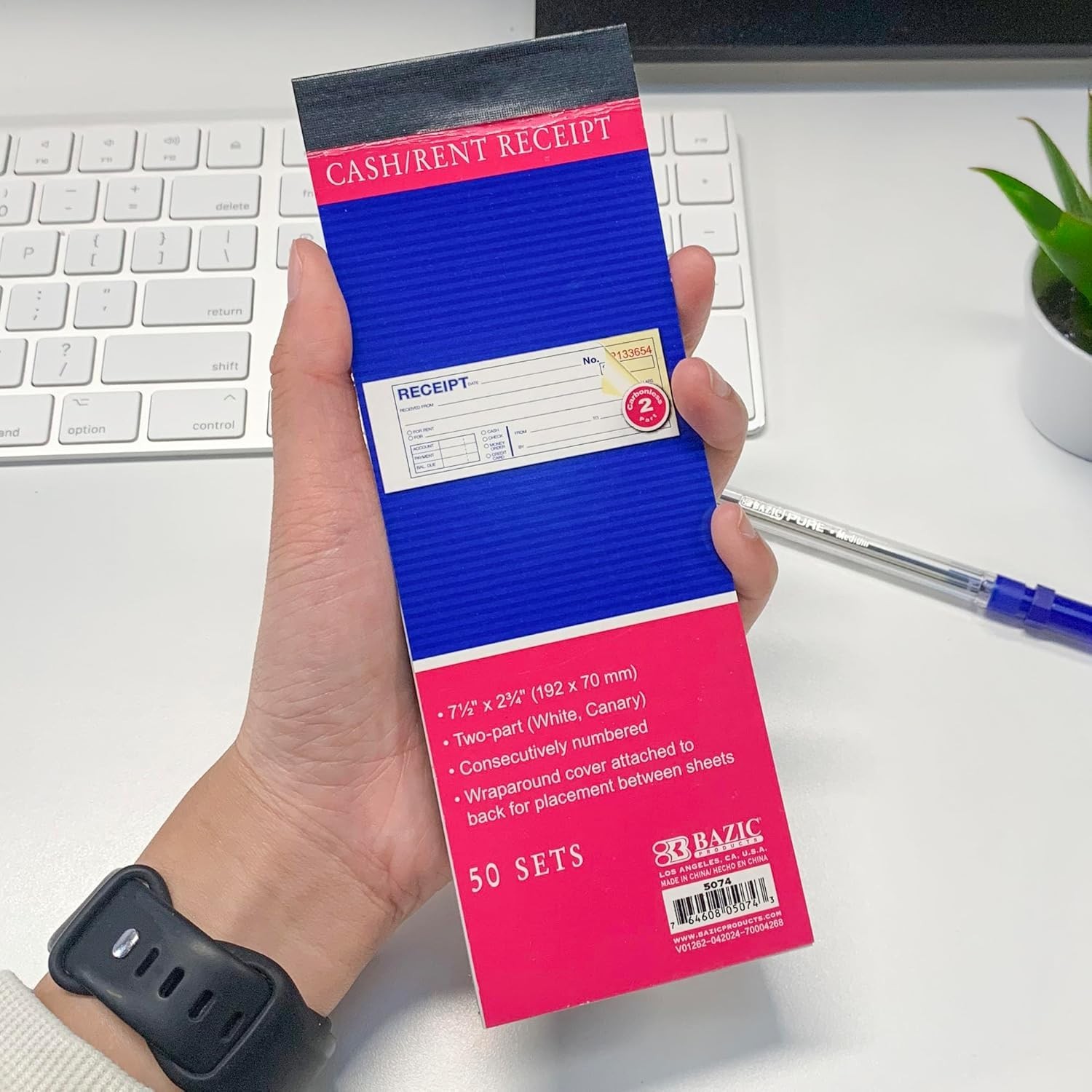 Portable 2-Part Carbonless Receipt Book: 50 Sets for Efficient Record Keeping