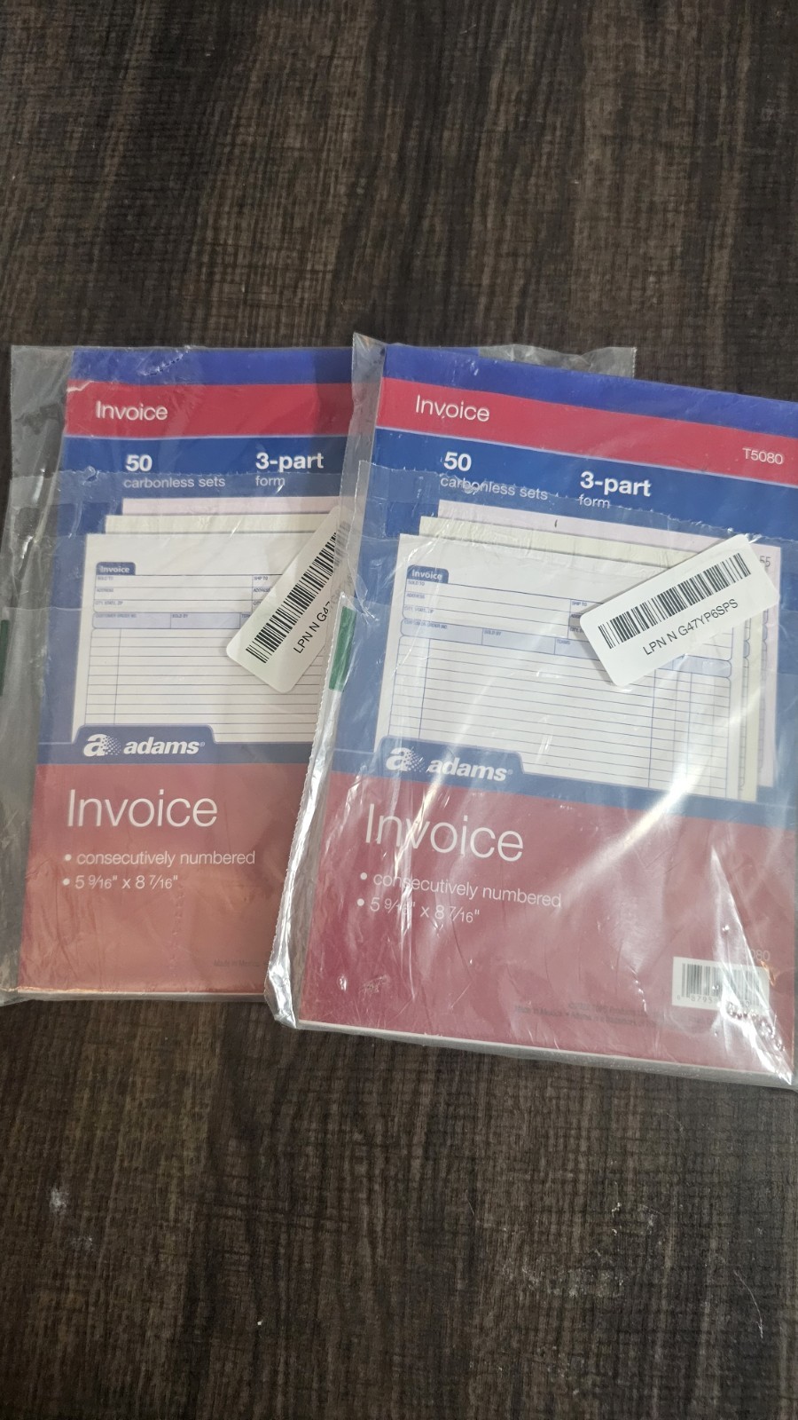 Invoice Book, 3-Part, Carbonless, 5-9/16 x 8-7/16 Inches, 50 Sets per Book (T508